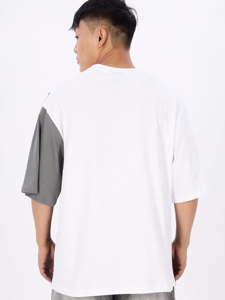 Eszett Colourblocked Drop Shoulder Sleeves Cotton Oversized Fit T-shirt