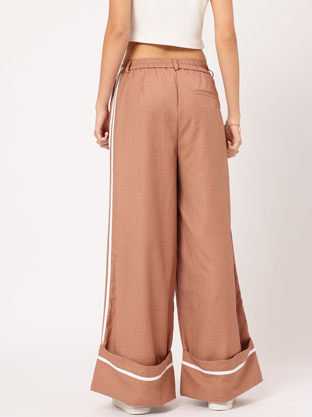 DressBerry Women Versatile Staple Wide-Leg Trousers with Side-Stripes