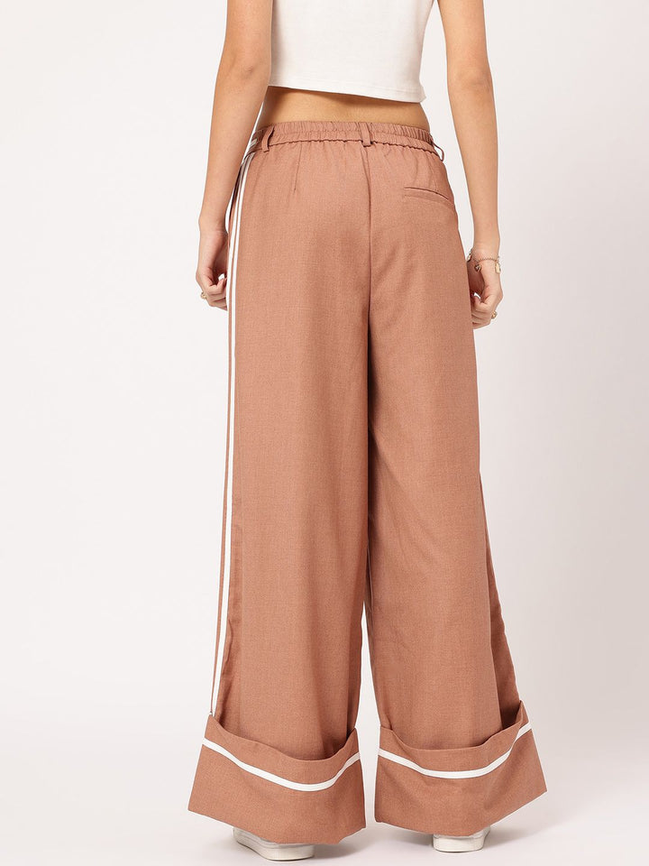 DressBerry Women Versatile Staple Wide-Leg Trousers with Side-Stripes