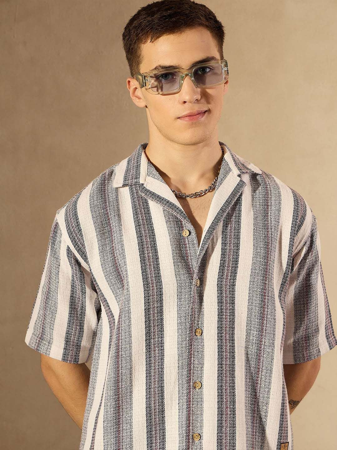 DENNISON Multi Stripes Oversized Casual Shirt