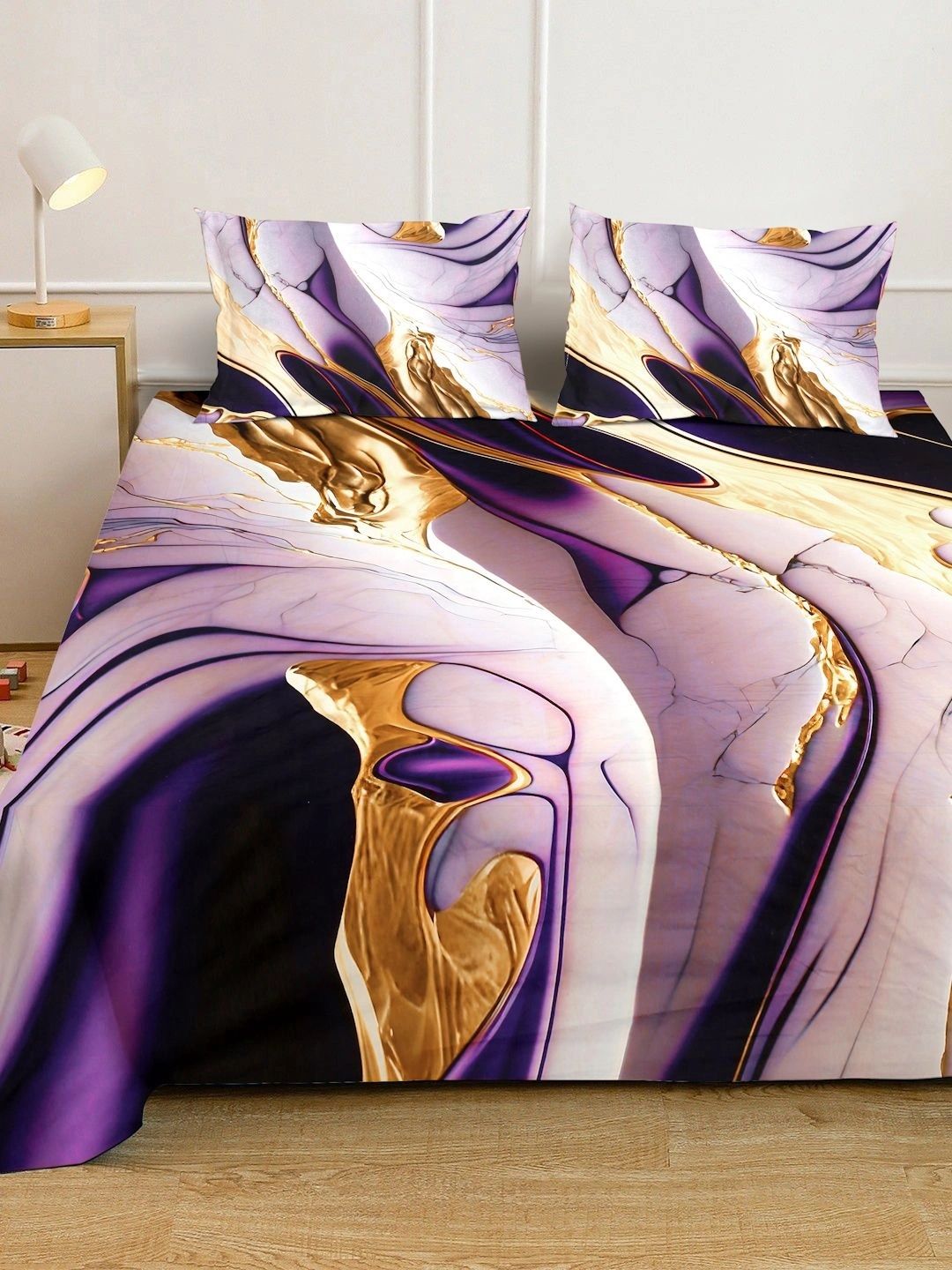 Moda Rapido X KLOTTHE Purple 400 TC King Bedsheet with 2 Pillow Covers