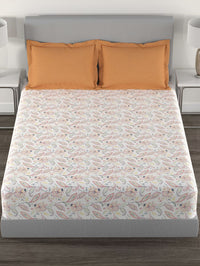 MYTRIDENT Eden Garden Flat 144TC Queen Cotton 1 Bedsheet with 2 Pillow Covers