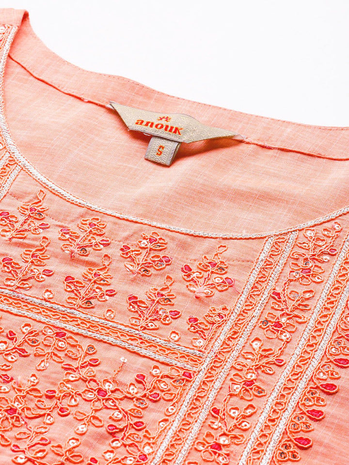 Anouk Indie Florals Embroidered Kurta with Trousers & Dupatta