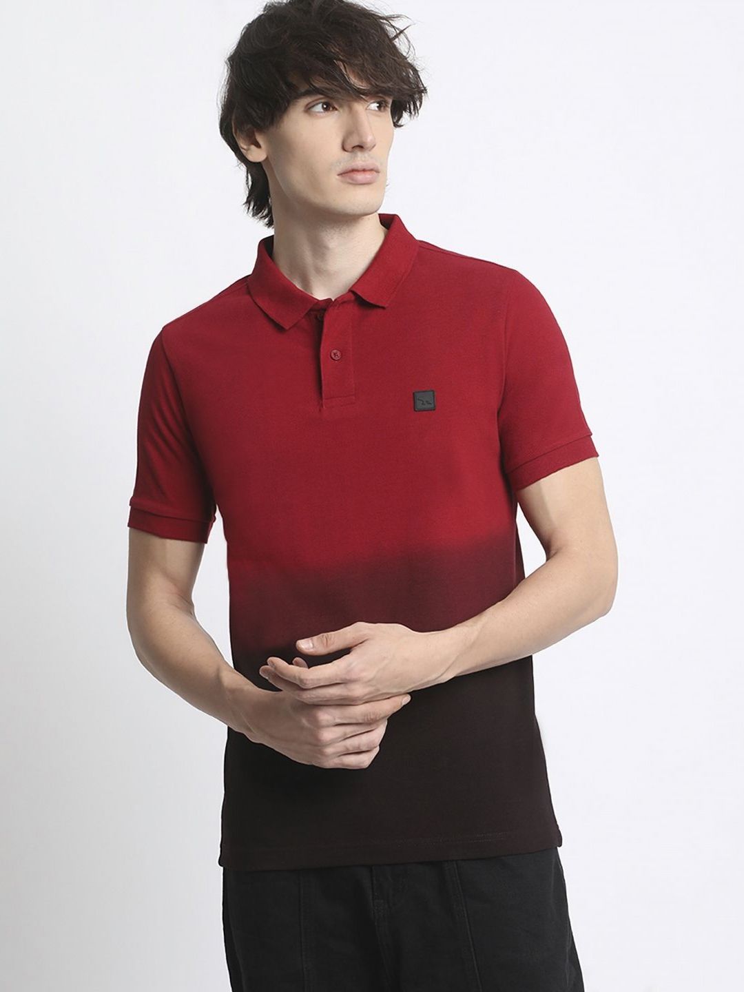 THE BEAR HOUSE Men's Ombre Cotton Regular Fit Polo Collar Tshirt