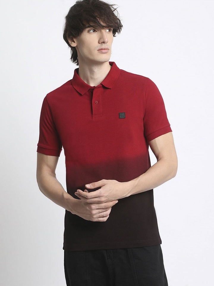 THE BEAR HOUSE Men's Ombre Cotton Regular Fit Polo Collar Tshirt
