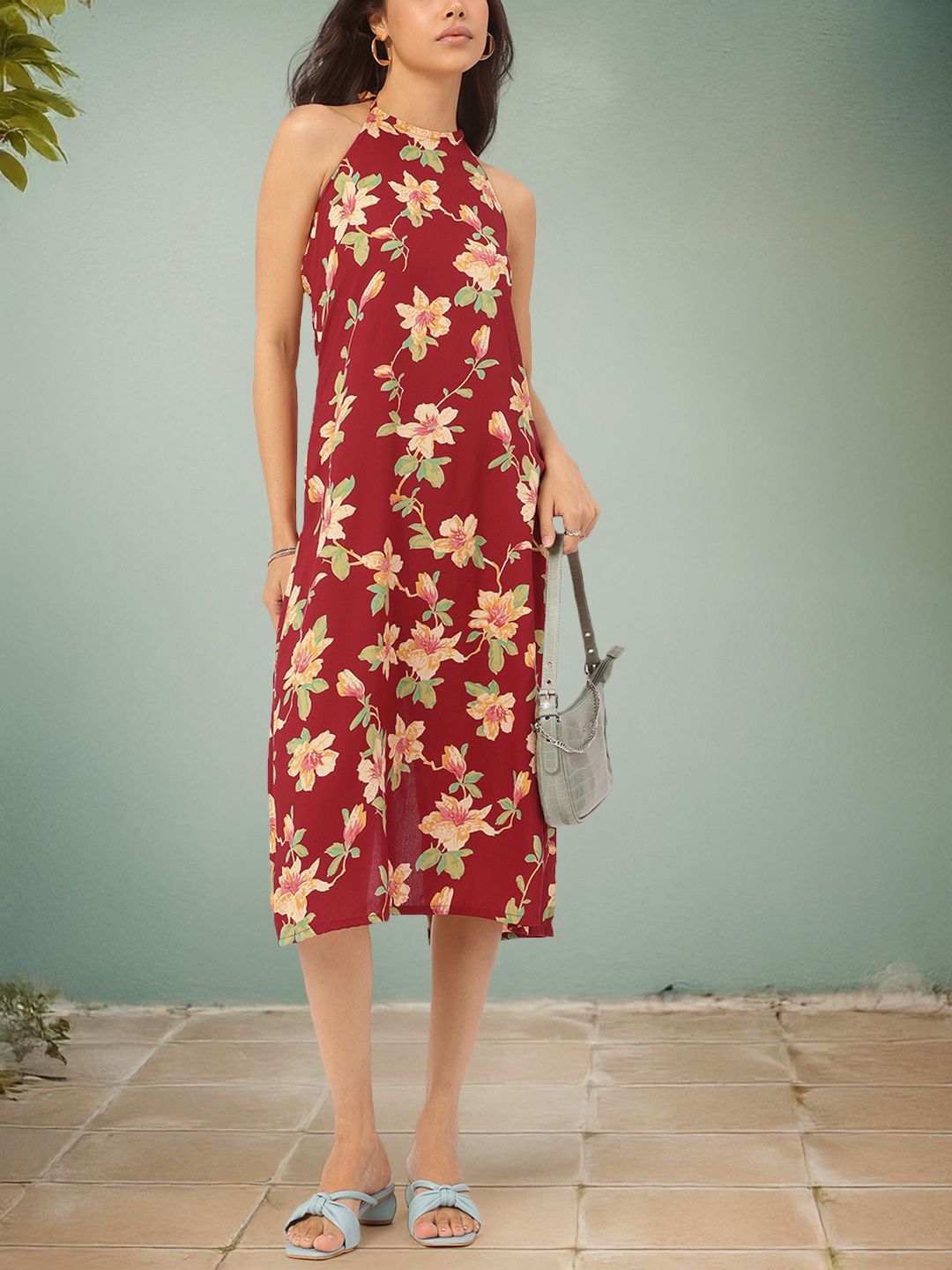 DressBerry Halter Haul Floral Haven Cotton Cambric Dress