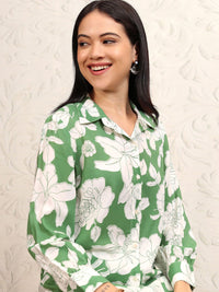 Vishudh Floral Printed Shirt Collar Tunic With Palazzos
