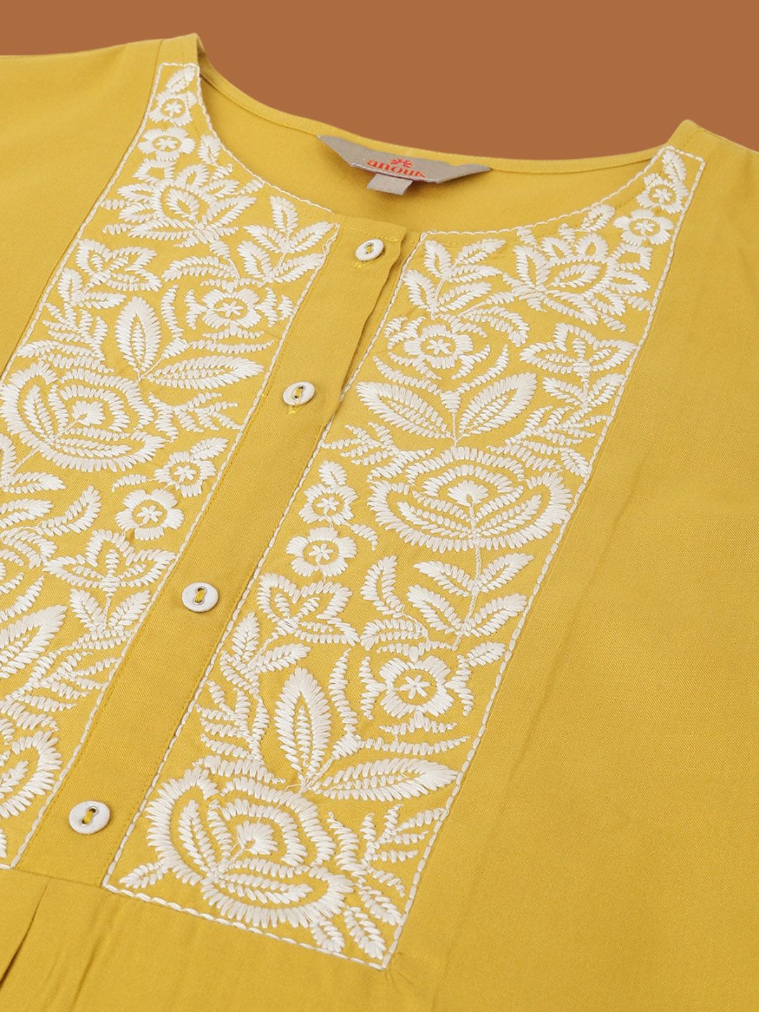 Anouk Yellow Embroidered Tunic & Trousers Co-Ords
