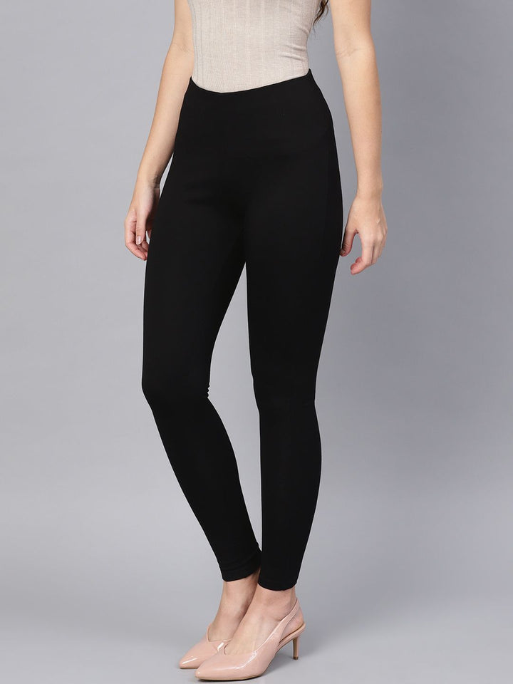SASSAFRAS Women Black Slim Fit Solid Treggings
