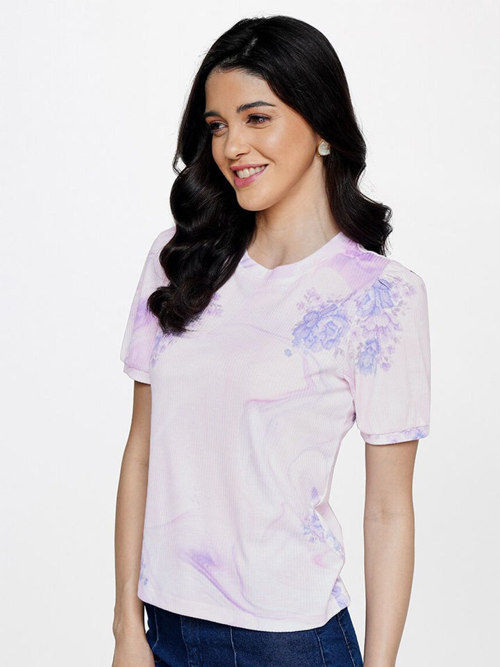 AND Floral Printed Puff Sleeves Top
