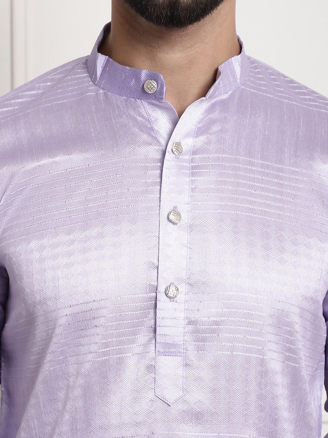 SOJANYA Rekaan Tenunan Kolar Mandarin Silk Cotton Kurta