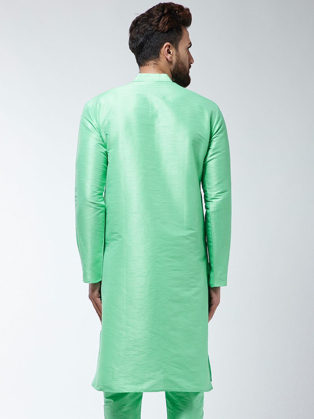 SOJANYA Men Green Solid Straight Kurta