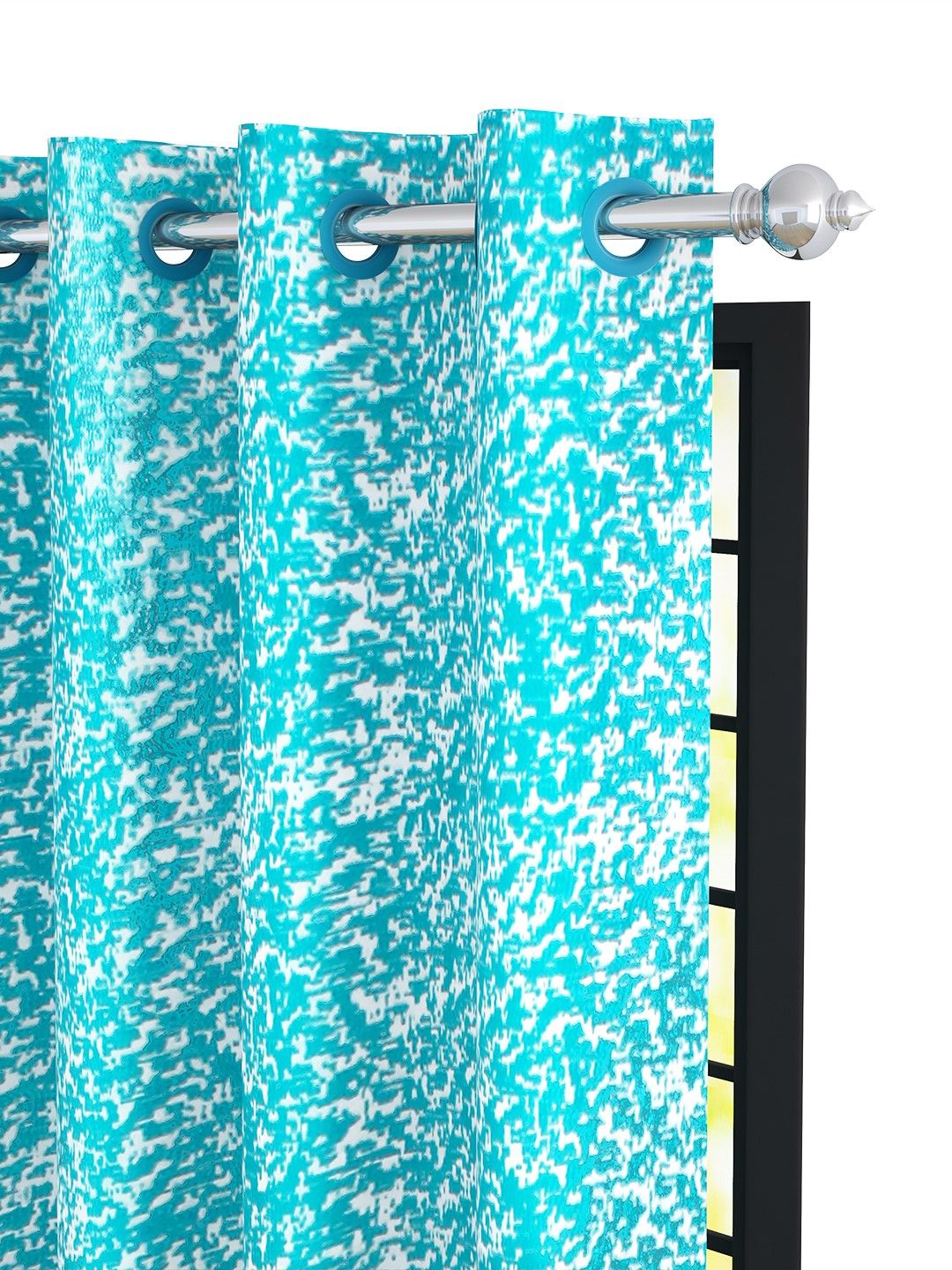 Story@home Turquoise Blue & White Jacquard Textured Single Window Curtains