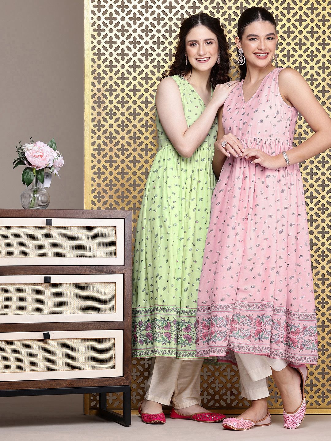 House of Pataudi Jashn Floral Printed A-Line Kurta