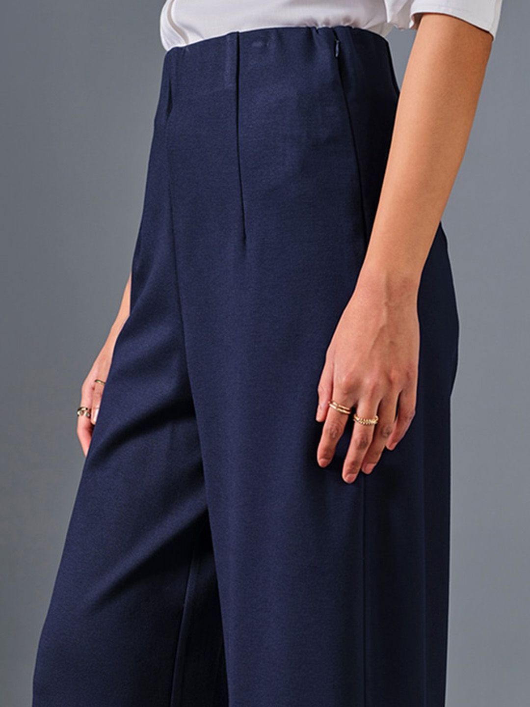 AND Women Mid Rise Flared Parallel Trousers