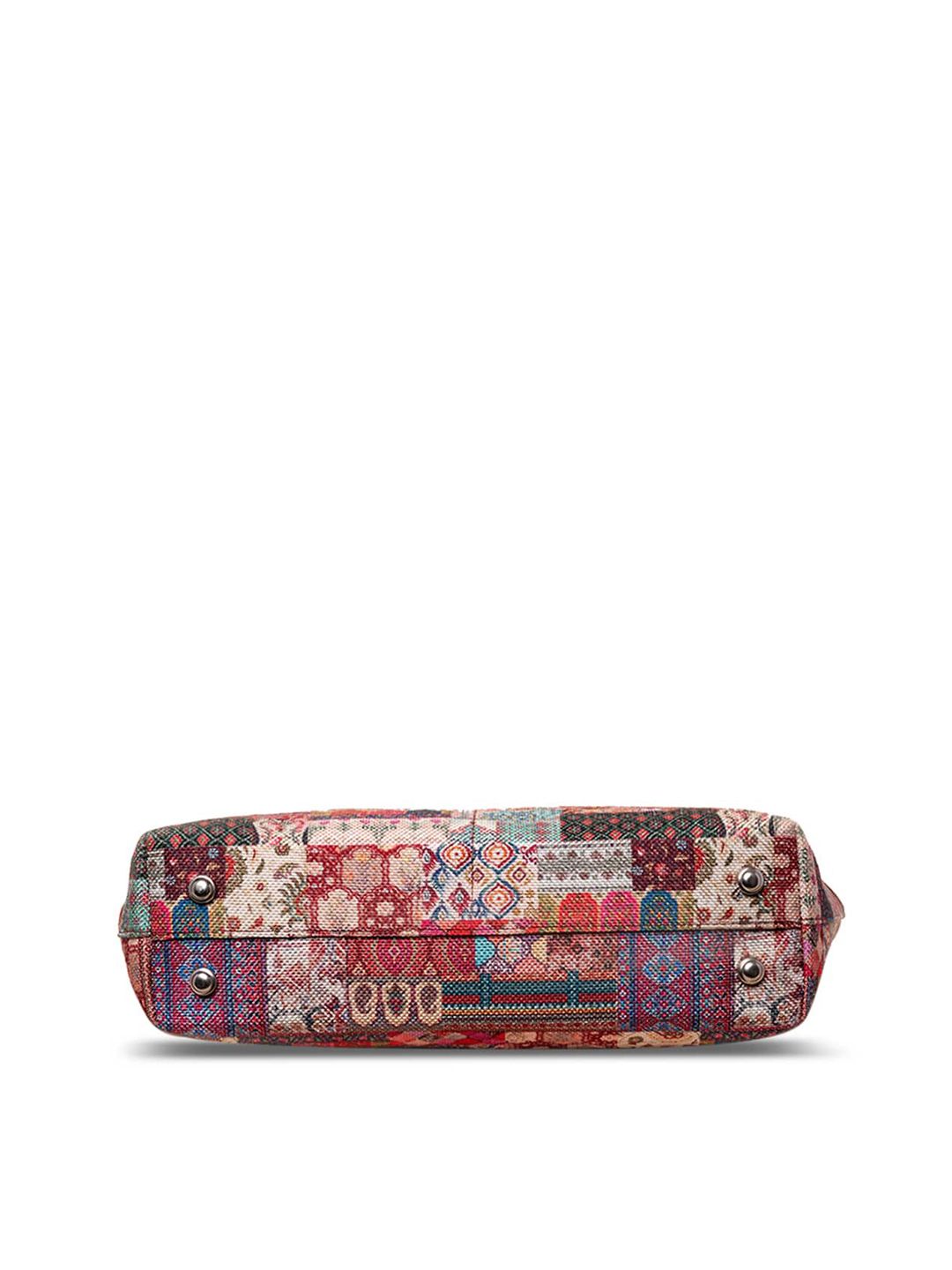 ZOUK Brown & Red Printed Structured Tote Bag