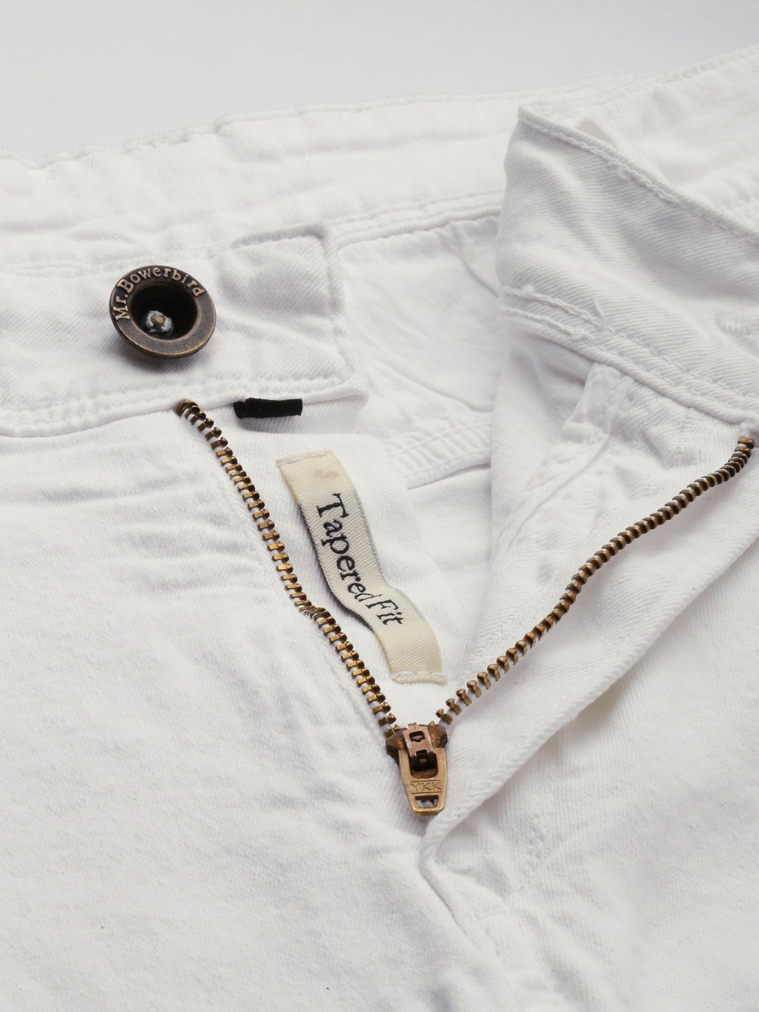 Mr Bowerbird Men White Tapered Fit Low Distress Mid-Rise Stretchable Jeans