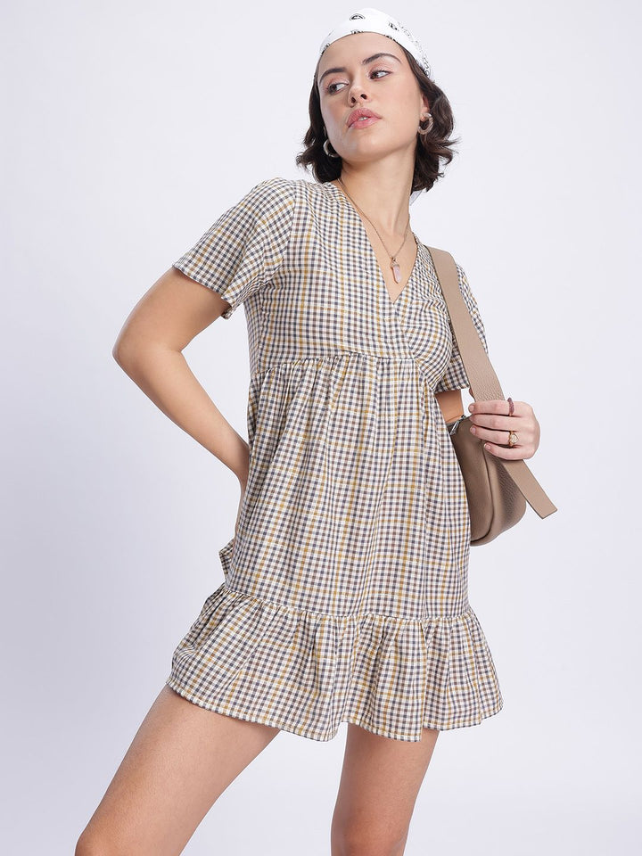 DressBerry Academia Core Checked A-Line Mini Dress