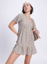 DressBerry Academia Core Checked A-Line Mini Dress