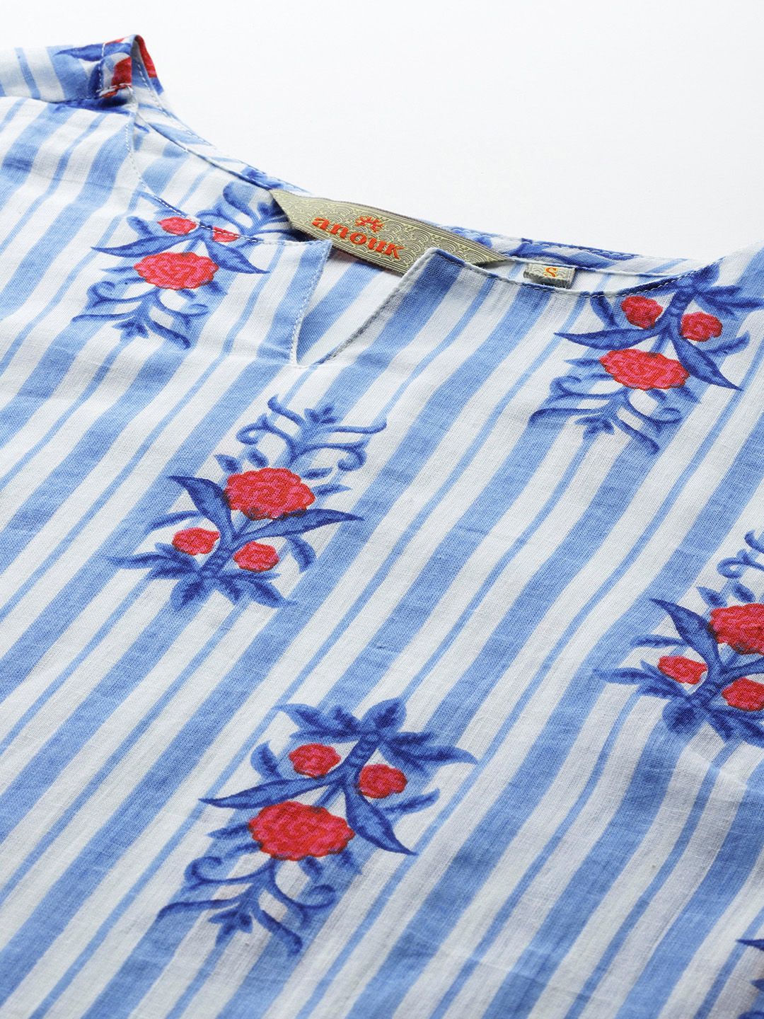 Anouk Floral Printed Pure Cotton Kurta With Trousers & Dupatta