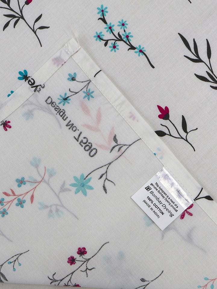 BOMBAY DYEING  Vintage Turquoise Blue Printed Cotton 180 TC  Bedsheet Set 1.52 m X 2.28 m