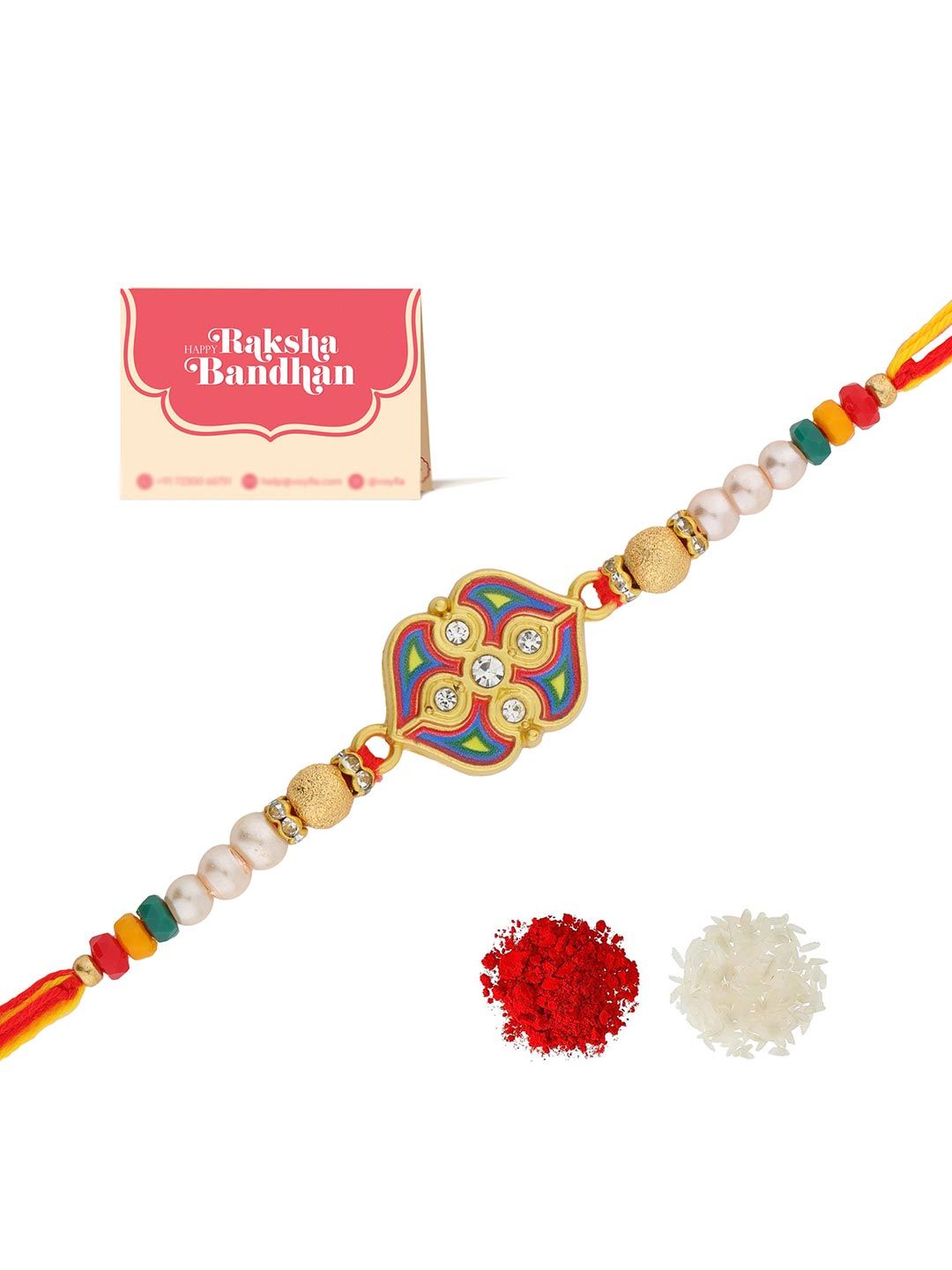 Voylla Enamel Elegance Designer Beaded Benang Rakhi