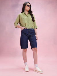 DressBerry Cotton Pocket Detail Casual Shirt With Toggles