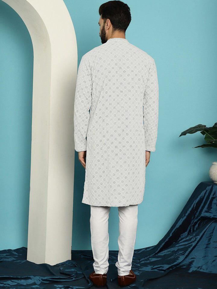 SOJANYA Motif Etnik Sulam Kurta Kapas Tulen dengan Churidar