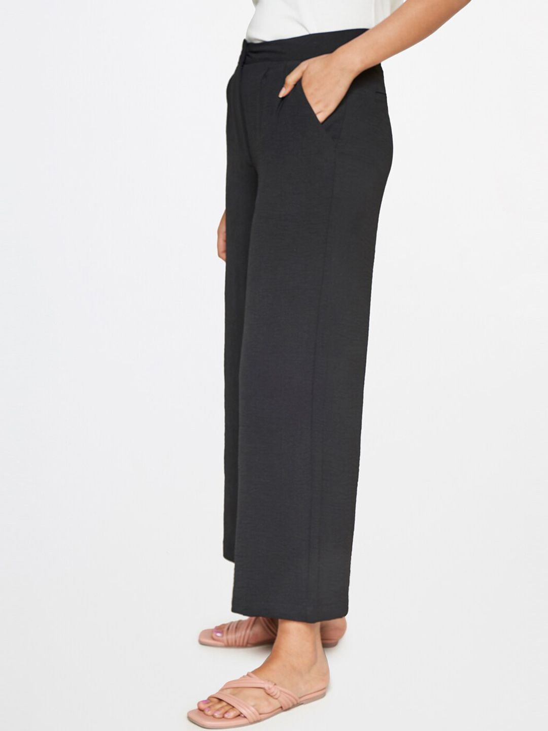 AND Women Mid -Rise Flared Parallel Trousers