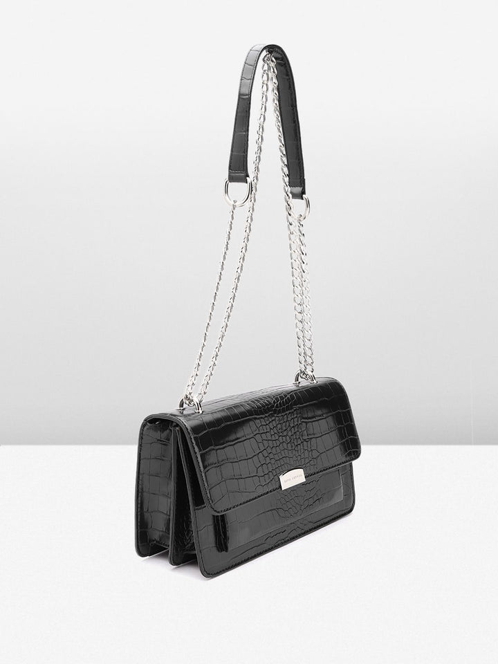 Lino Perros Snake Skin Textured Structured Shoulder Bag