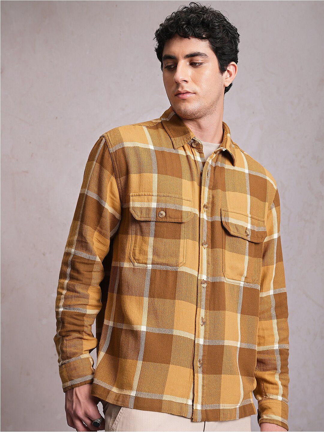 LOCOMOTIVE Premium Dobby Tartan Checked Utility Pocket Overshirt