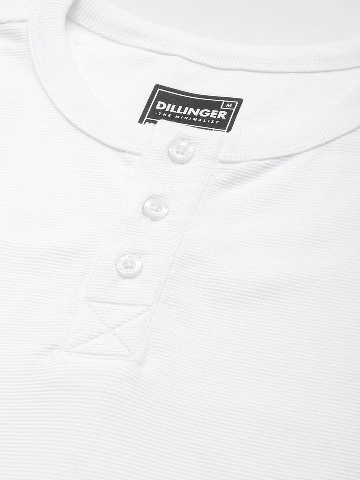 DILLINGER Men Henley Neck Honeycomb Structure T-shirt