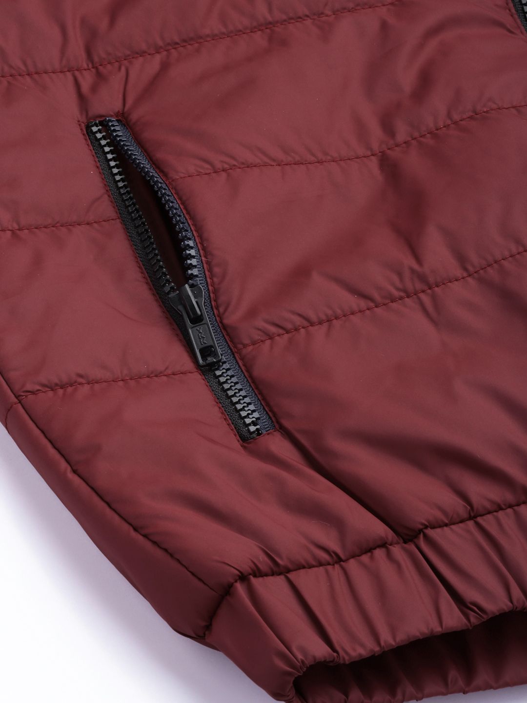 The Indian Garage Co Men Colourblock Puffer Jacket with Detachable Hood