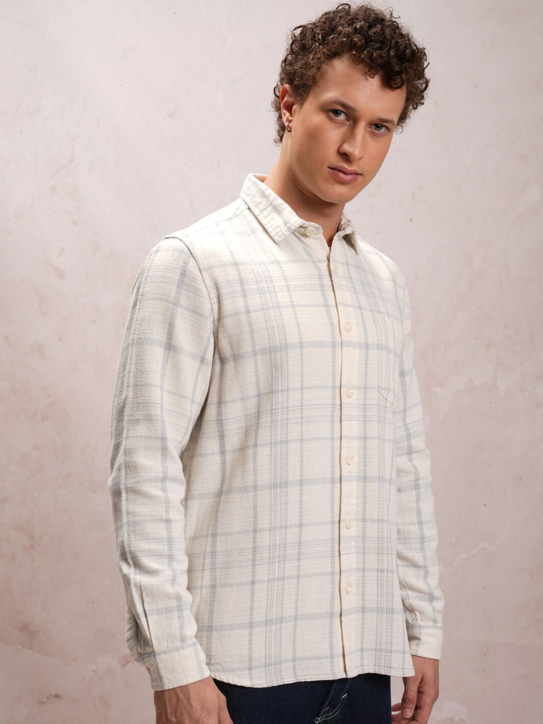 LOCOMOTIVE Premium Tartan Checked Dobby Textured Cotton Shirt