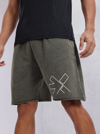 HRX by Hrithik Roshan Men Brand Logo Print Pure Cotton Washed Effect Training Shorts