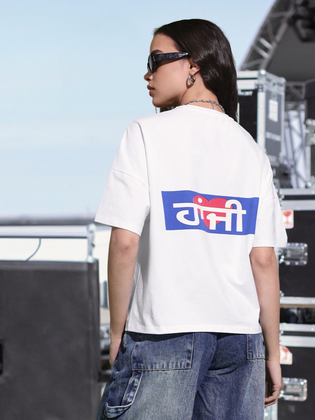 DressBerry Fanjabi Typo Print Oversized Drop Shoulder Concert T-shirt