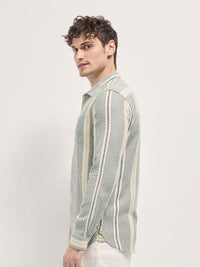 THE BEAR HOUSE Men Striped Spread Collar Slim Fit Casual Shirt