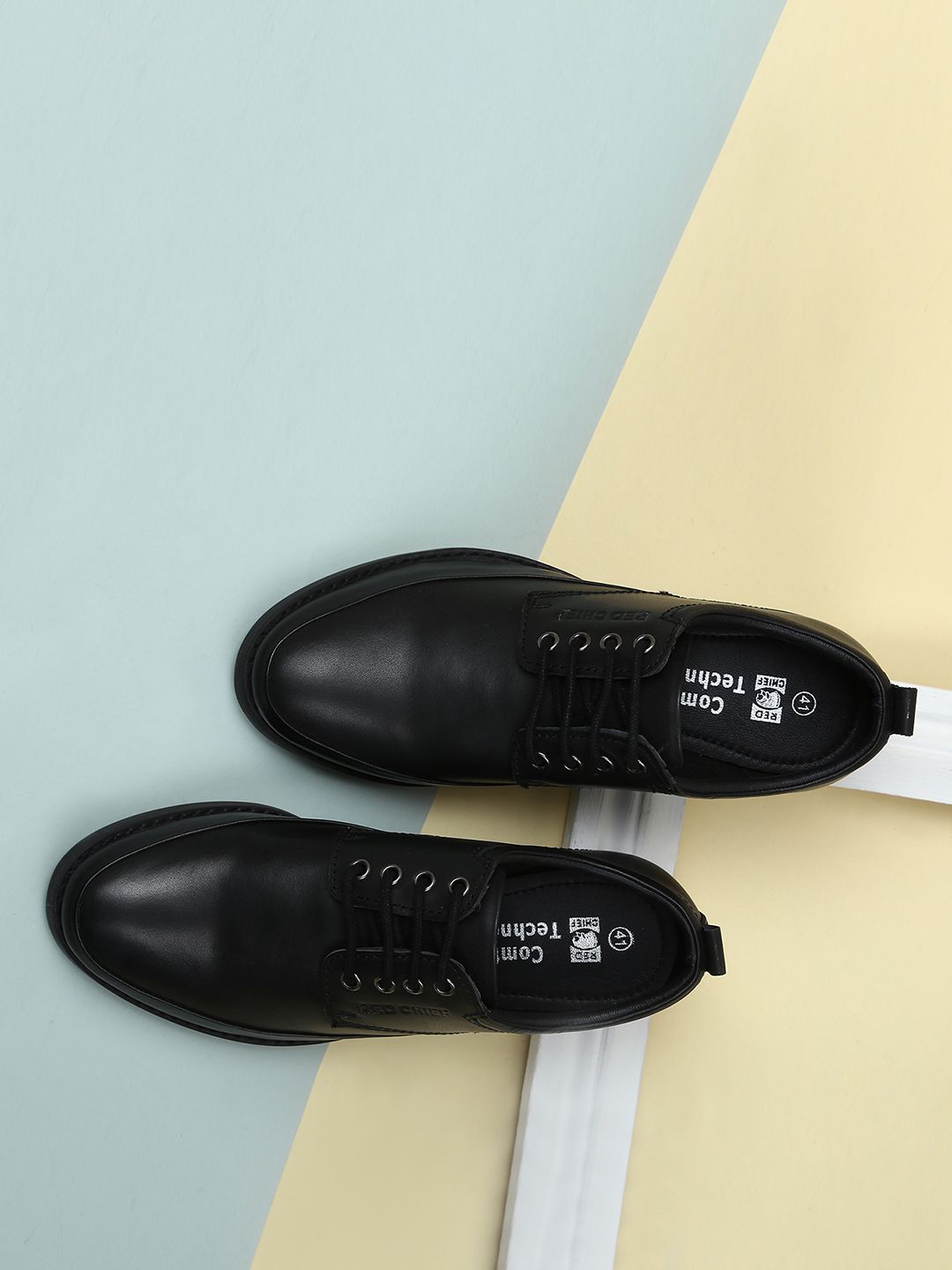 Red Chief Men Black Real Leather Semiformal Derbys