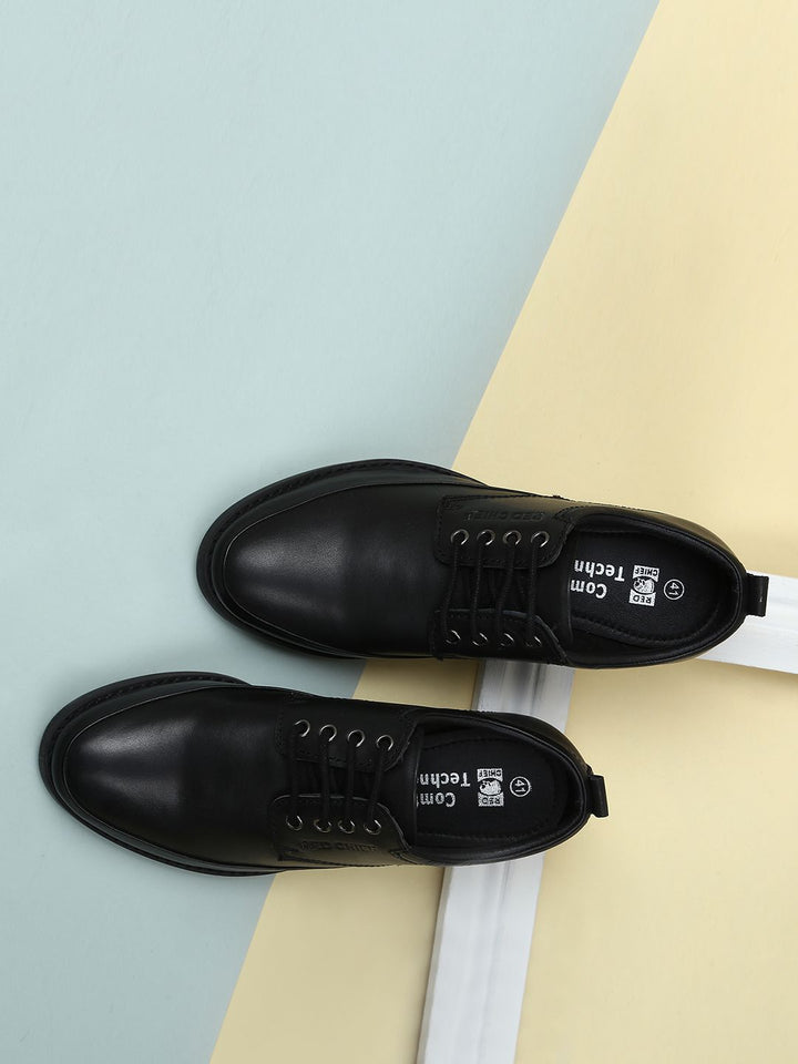 Red Chief Men Black Real Leather Semiformal Derbys