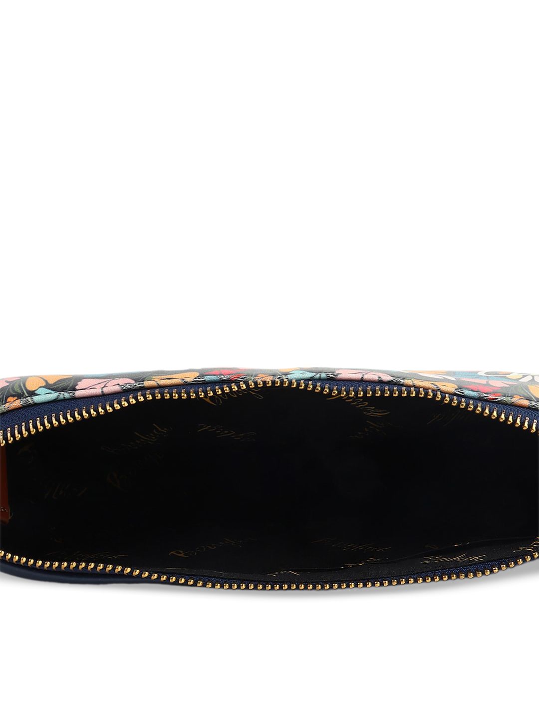 Berrylush Navy Blue Floral Printed Handheld Bag