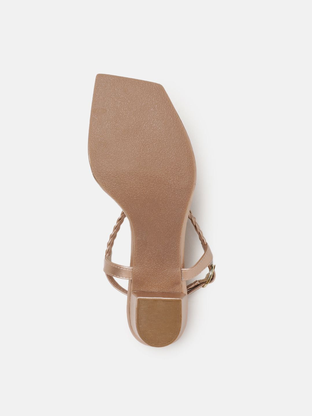 DressBerry Braided Design T-strap Block Heel Sandals