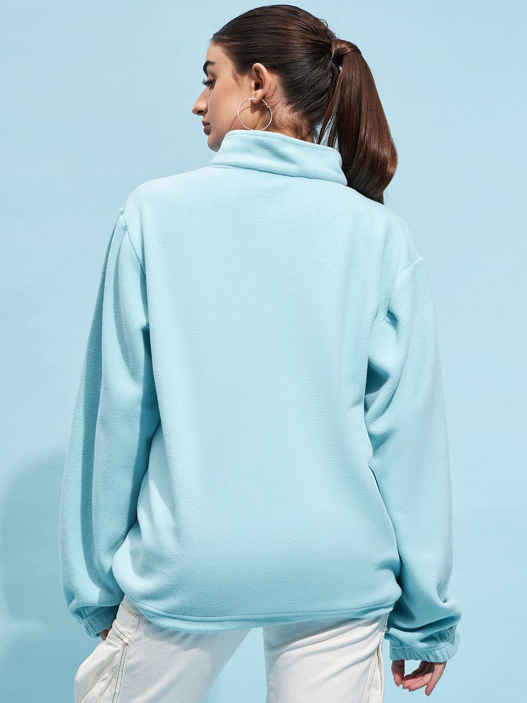 STREET 9 Blue Mock Collar Oversized Sweatshirt
