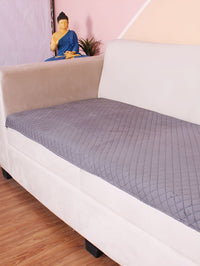 STITCHNEST Grey Self Design 1 Seater Sofa Cover