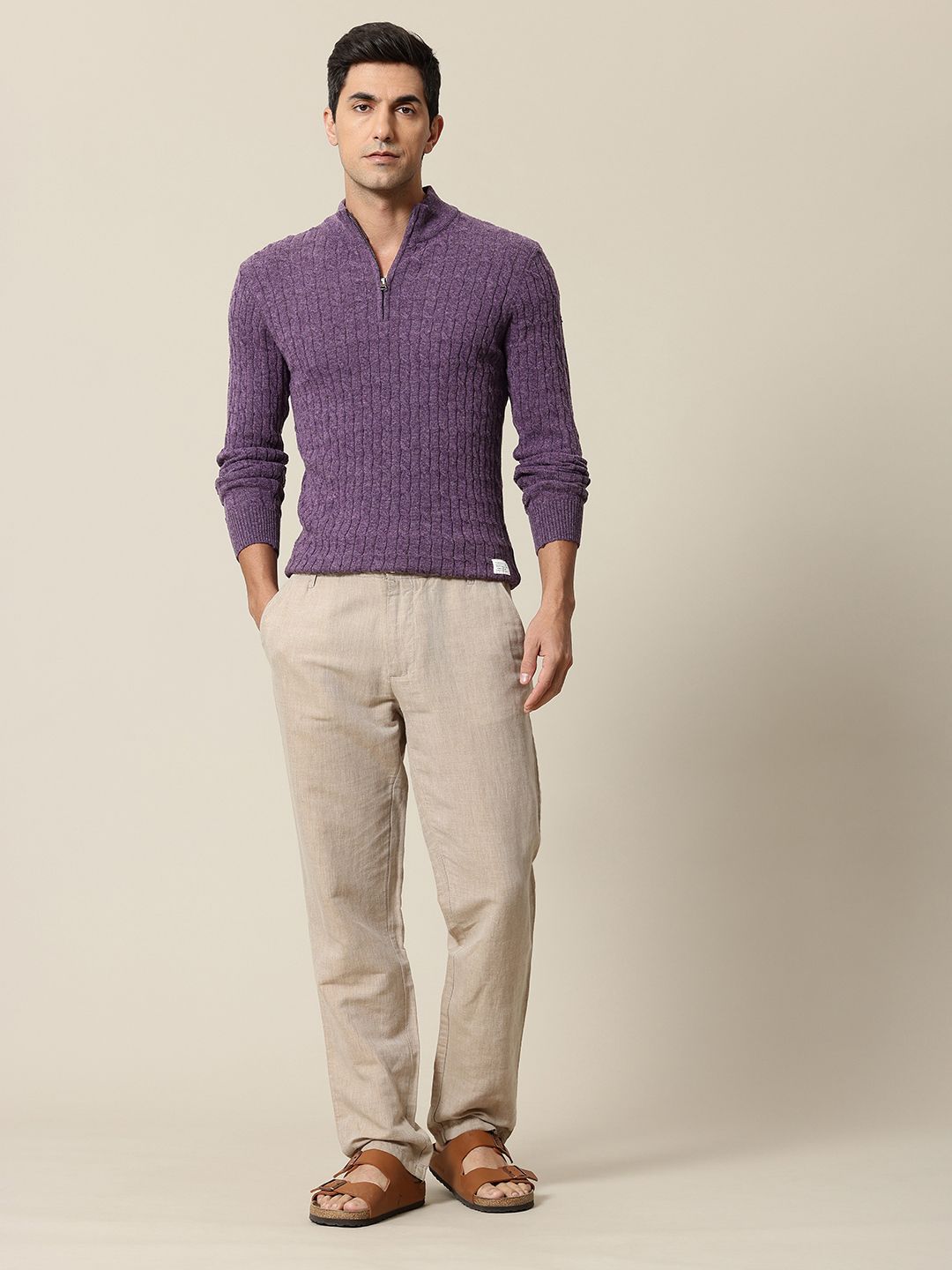 Mr Bowerbird Mock Collar Cable Knit Pullover Sweater