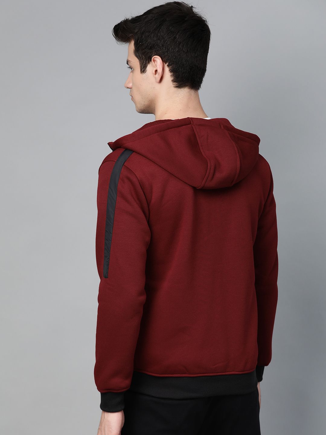 HRX by Hrithik Roshan Men Maroon Solid Hooded Sweatshirt