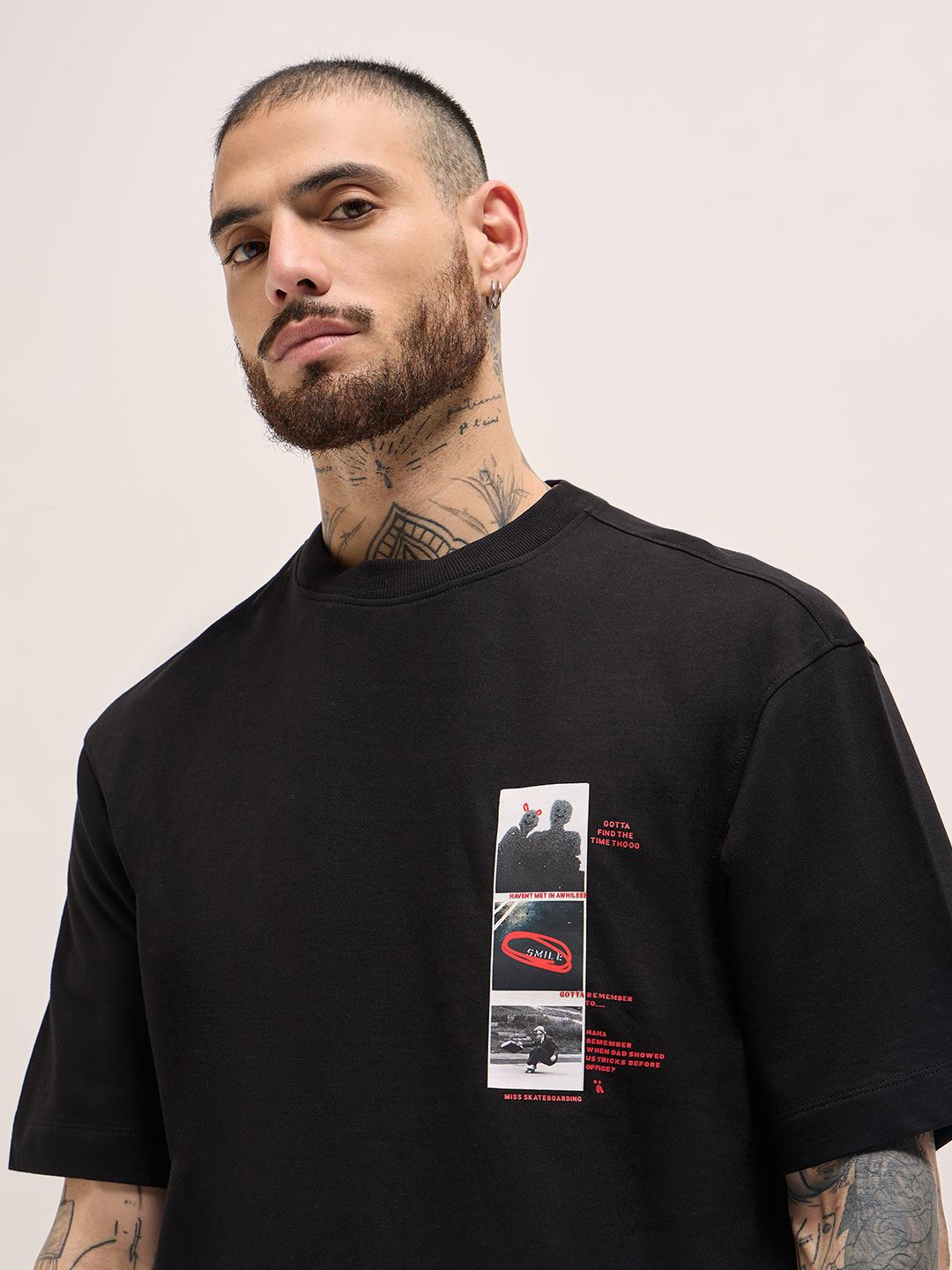 Tipografi Lelaki Bear House dicetak kapas leher bulat santai t-shirt