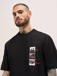 Tipografi Lelaki Bear House dicetak kapas leher bulat santai t-shirt