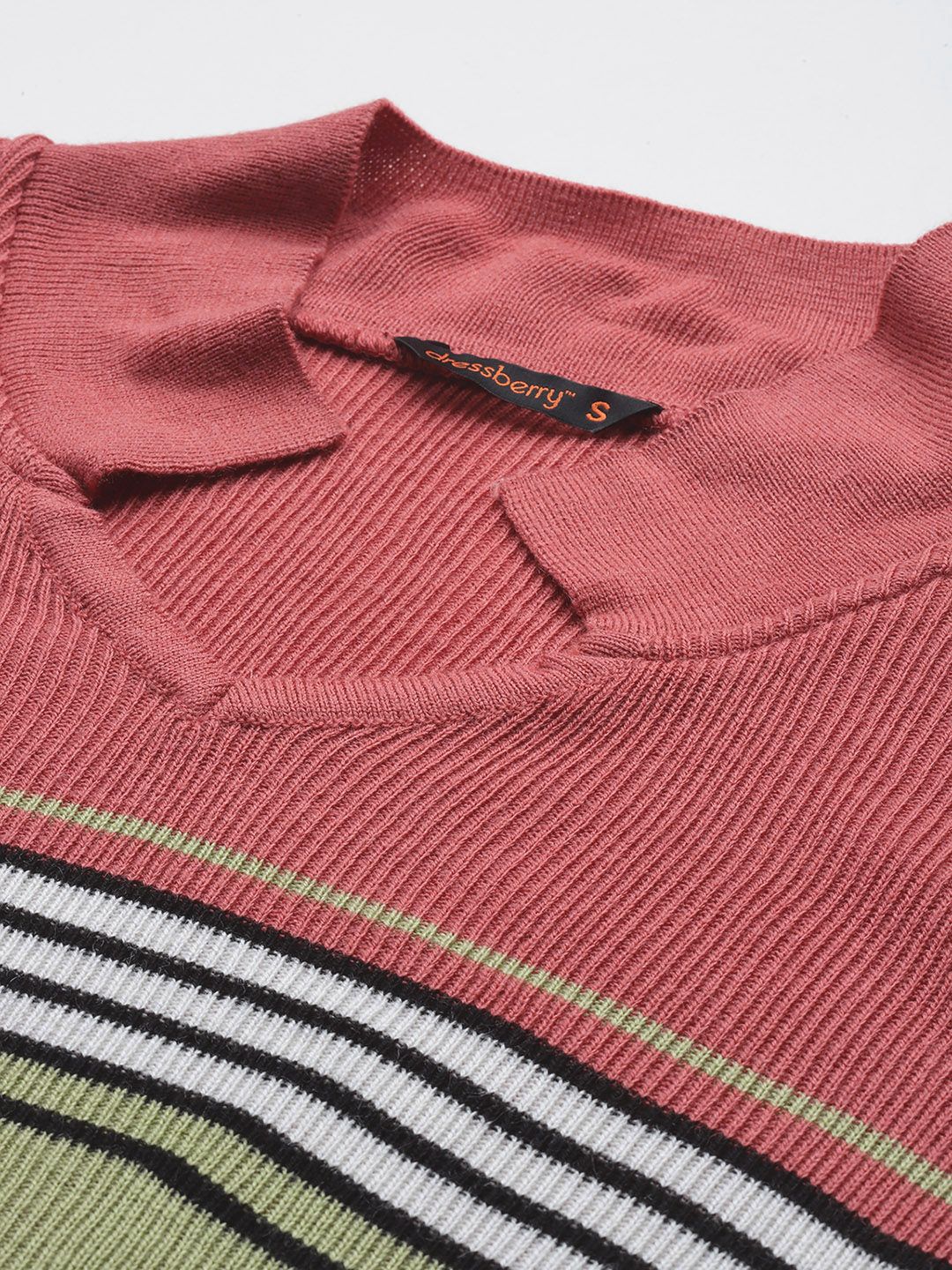 DressBerry Collar Neck Striped Pullover Sweaters
