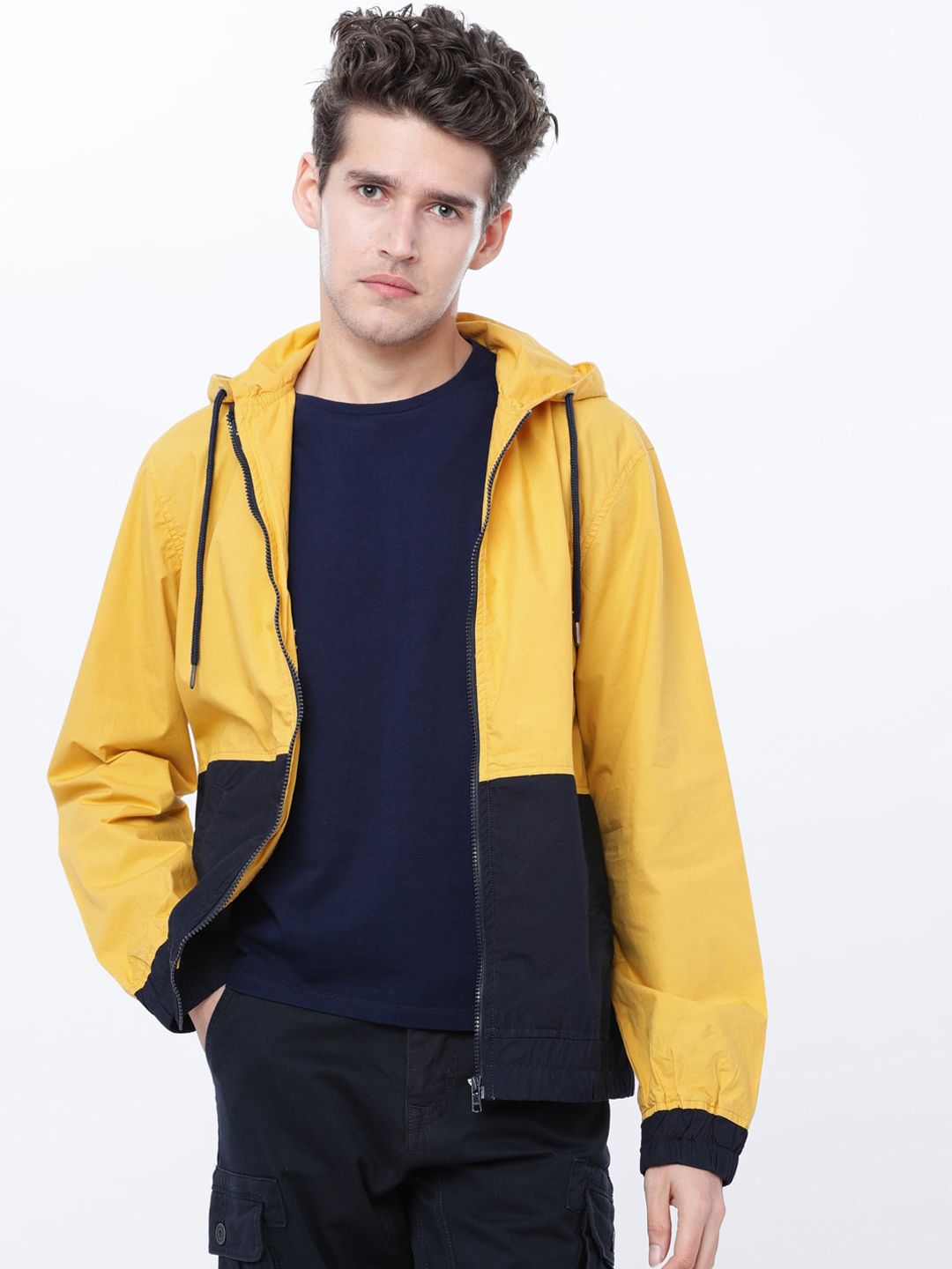 HIGHLANDER Men Mustard Striped Bomber