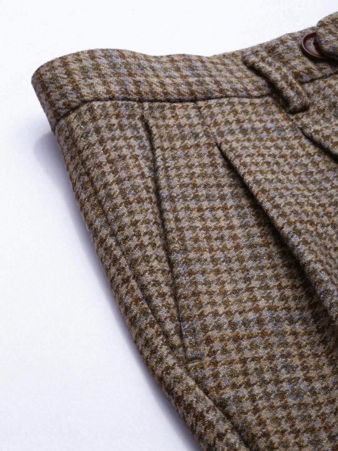 Mr Bowerbird Men Checked Tailored Pleated Trousers
